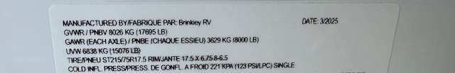 Trailer compliance label showing GVWR